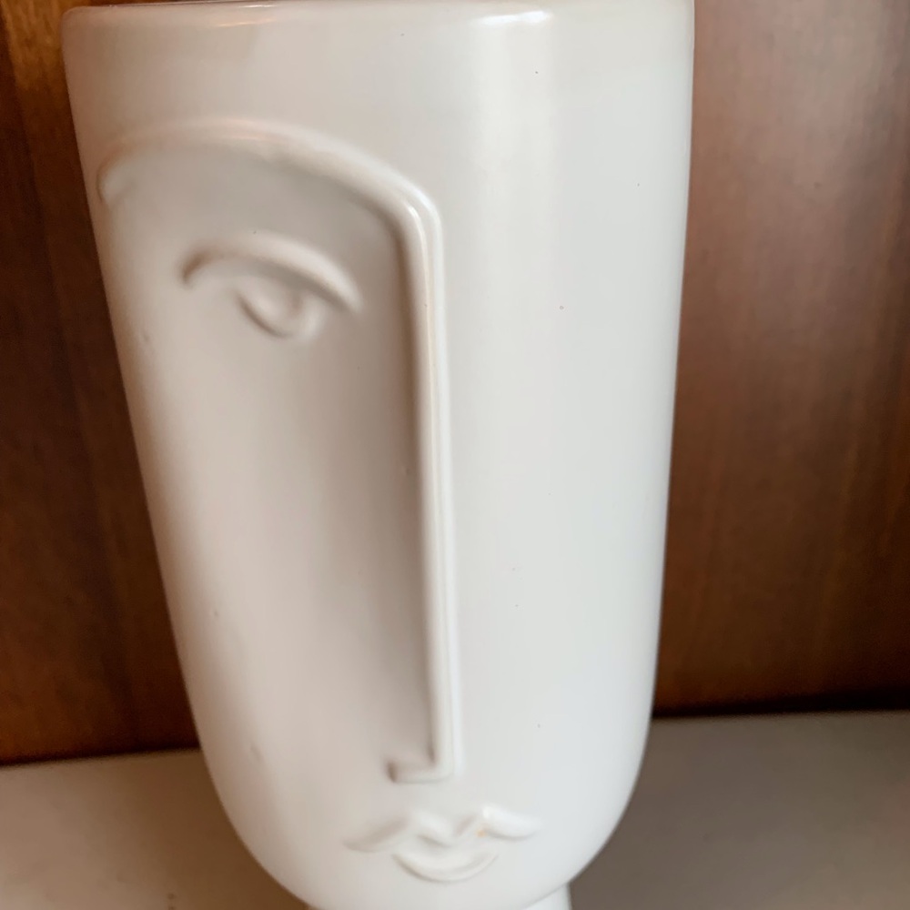 One Design Home NY 10.5” Tall White Stoneware Scandinavian Style Portrait Vase - Picture 2 of 6